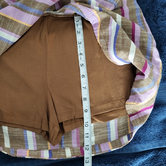 Free People Catalina Stripe Skort Brown/purple/ White Cotton Skort Mini NWT. - Picture 4 of 12